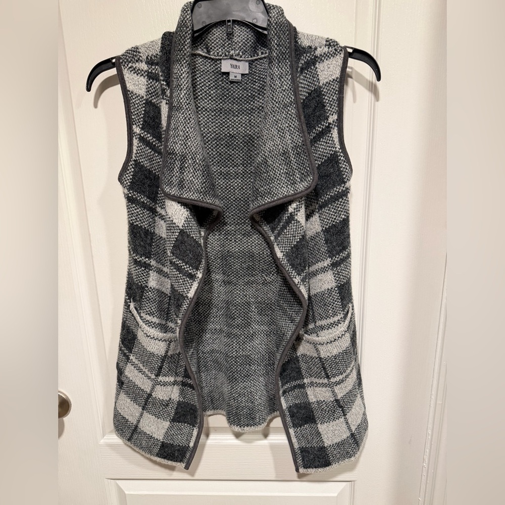 Yaira plaid open front vest
